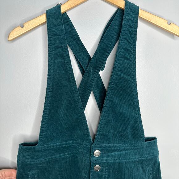 Wild Fable Women's Teal Corduroy Button Front Overall Mini‎ Skirt Dress Size S - Picture 2 of 7